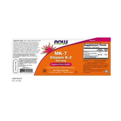 NOW Vitamin K-2 (MK7) 100mcg 60 veg. caps.