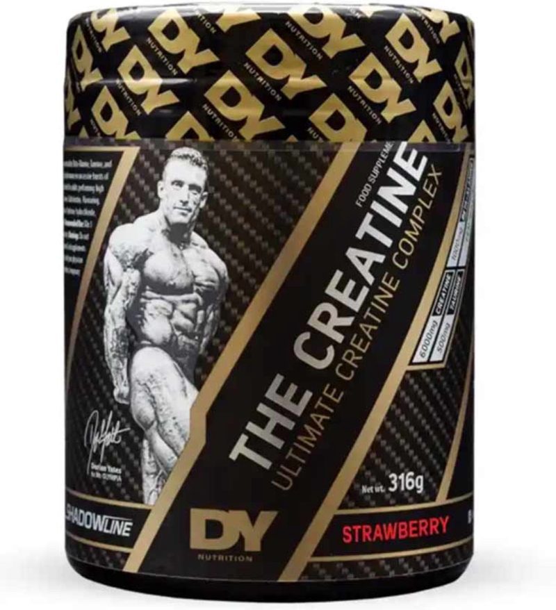DY The Creatine 400g maasikamaitseline kreatiinipulber treeningtulemuste parandamiseks.