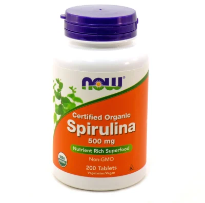 NOW Organic Spirulina 500mg 200 tabletti toidulisand