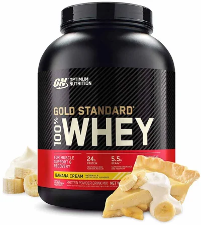 Optimum Nutrition Gold Standard 100% Whey 2.27kg Banana Cream supplement for lean muscle and recovery