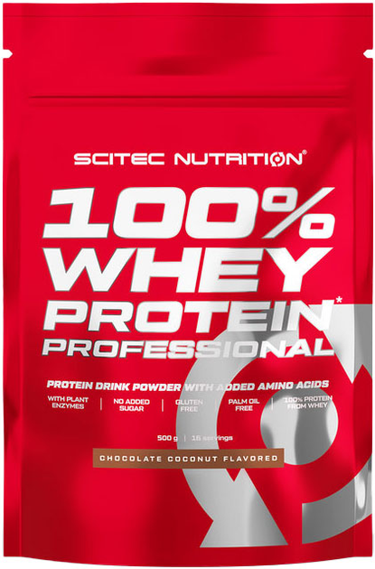 Scitec 100% Whey Protein Professional 500g kookose ja šokolaadi maitseline vadakuvalk lihaste toetamiseks.