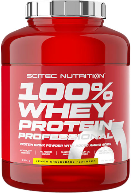 Scitec 100% Whey Protein Professional 2350g sidruni juustukoogi maitseline vadakuvalk sportlastele.