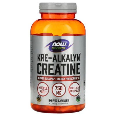 NOW Kre-Alkalyn® Creatine 750mg 240 Caps supplement for muscle strength, endurance, and recovery