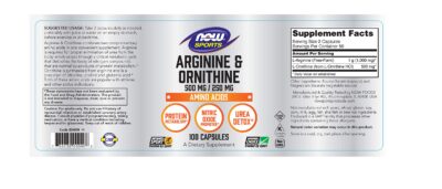 NOW Arginine & Ornithine 100 veg. caps.