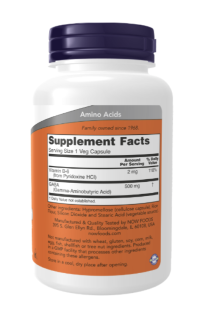 NOW GABA 500mg 100 veg. caps.