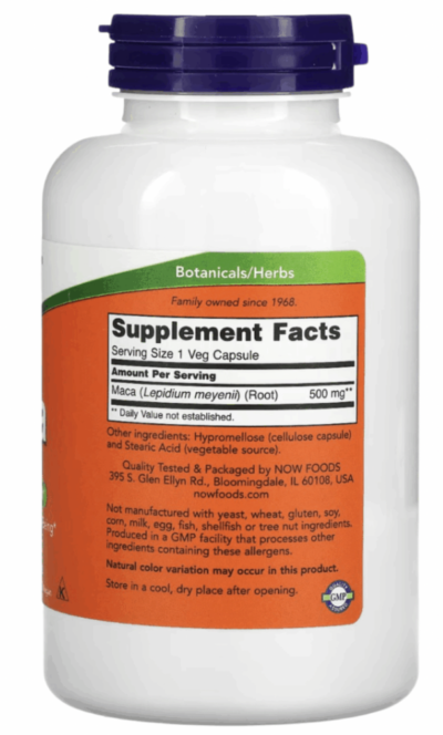 NOW Maca 500mg 250 veg. caps.