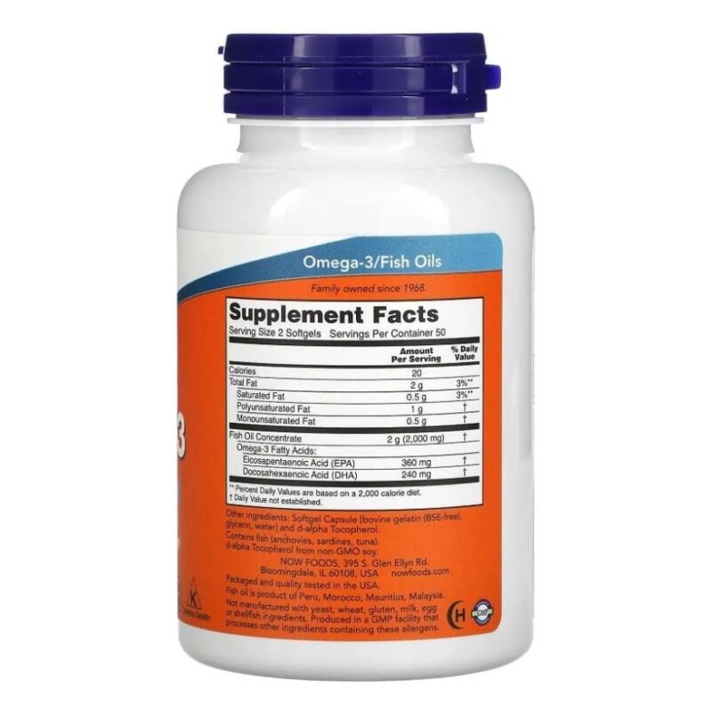 NOW Omega 3 1000mg 100 Softgels