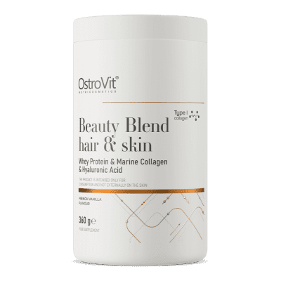 OstroVit Beauty Blend Hair & Skin 360 g toetab juuste ja naha tervist tänu kollageenile, biotiinile, tsingile ja vitamiinidele.