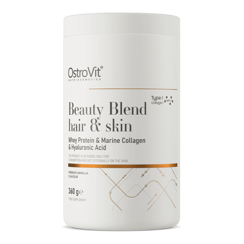 OstroVit Beauty Blend Hair & Skin 360 g toetab juuste ja naha tervist tänu kollageenile, biotiinile, tsingile ja vitamiinidele.