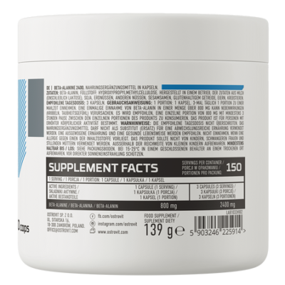 OstroVit Beta-Alanine 2400mg 150caps