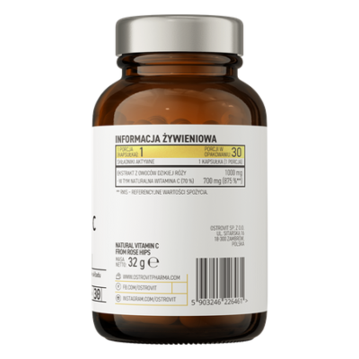 Natural Vitamin C from Rose Hips 30 capsules