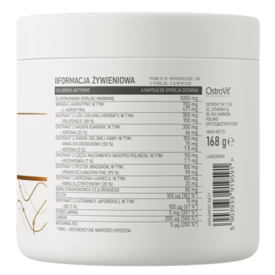 OstroVit Slim Care Glucomannan & L-Carnitine & Green Tea Extract 180 kapslit