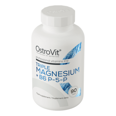 Triple Magnesium + B6 P-5-P 90 capsules
Dietary supplement containing 3 different forms of magnesium and vitamin B6