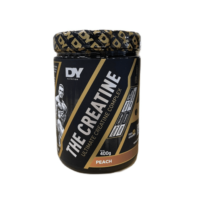 DY The Creatine 400g virsikumaitseline kreatiinipulber sportliku soorituse tõstmiseks.