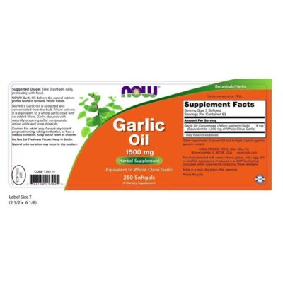 NOW Garlic Oil 1500mg 250 softgels