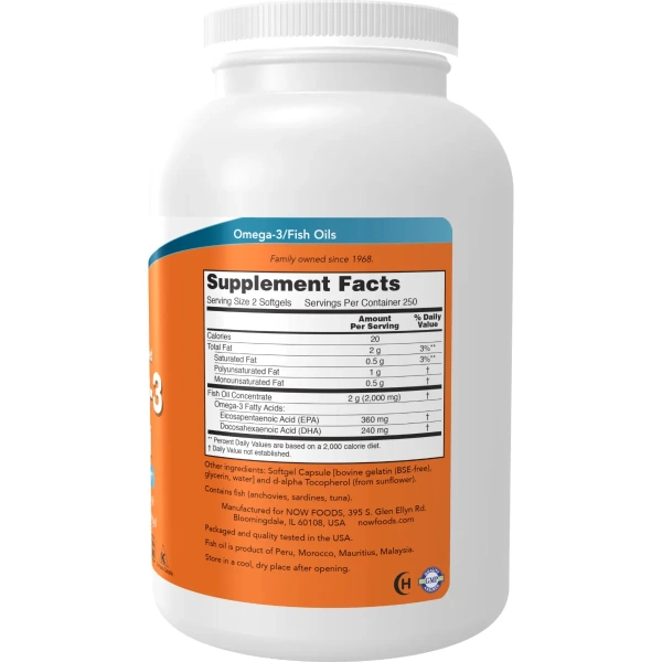 NOW Omega 3 1000mg 500 Soft Gels