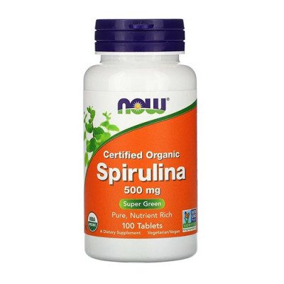 NOW Organic Spirulina 500mg 100 таблеток