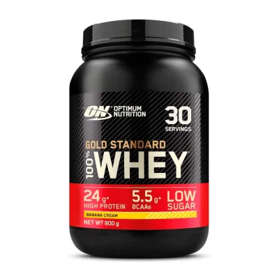 Optimum Nutrition Gold Standard 100% Whey 900g Banana Cream protein powder for muscle recovery and strength