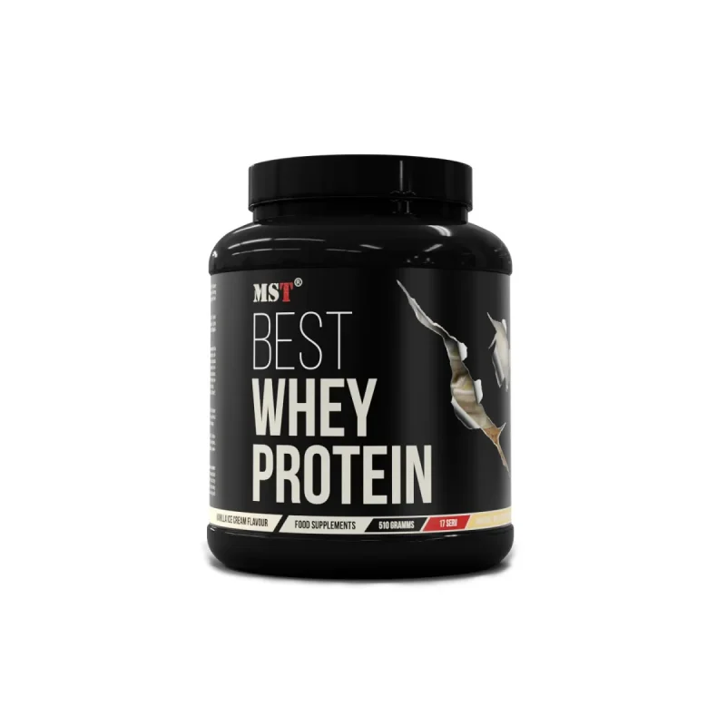 MST Best Whey Protein 510g vanillijäätise maitsega valgupulber ensüümidega.