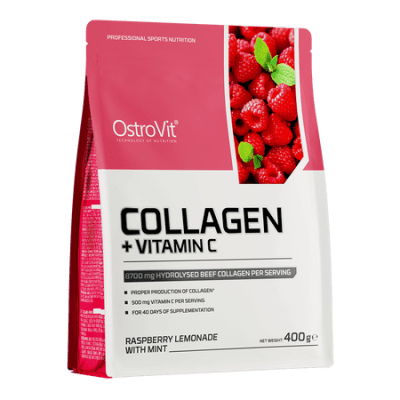 OstroVit Kollageen + C-vitamiin 400g vaarika limonaadi ja mündiga