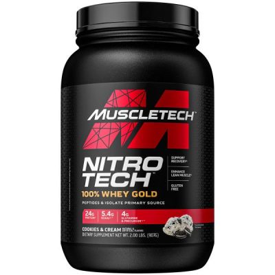 MuscleTech Nitro Tech 100% Whey Gold 908g Cookies and Cream protein powder