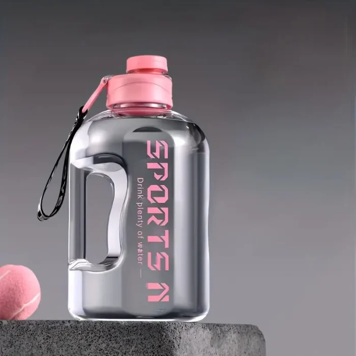Large Sports Water Bottle 1700ml roosa kõrrega spordipudel