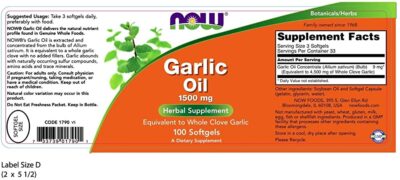 NOW Garlic Oil 1500mg 100 softgels