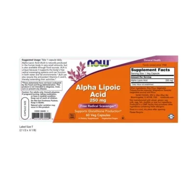 NOW Alpha Lipoic Acid 250mg 60 veg caps