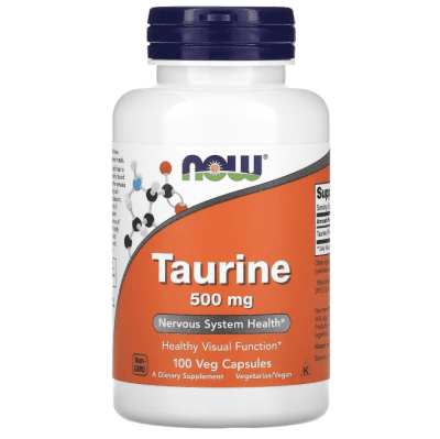 NOW Taurine 500mg 100 Veg Caps – amino acid for heart and muscle support