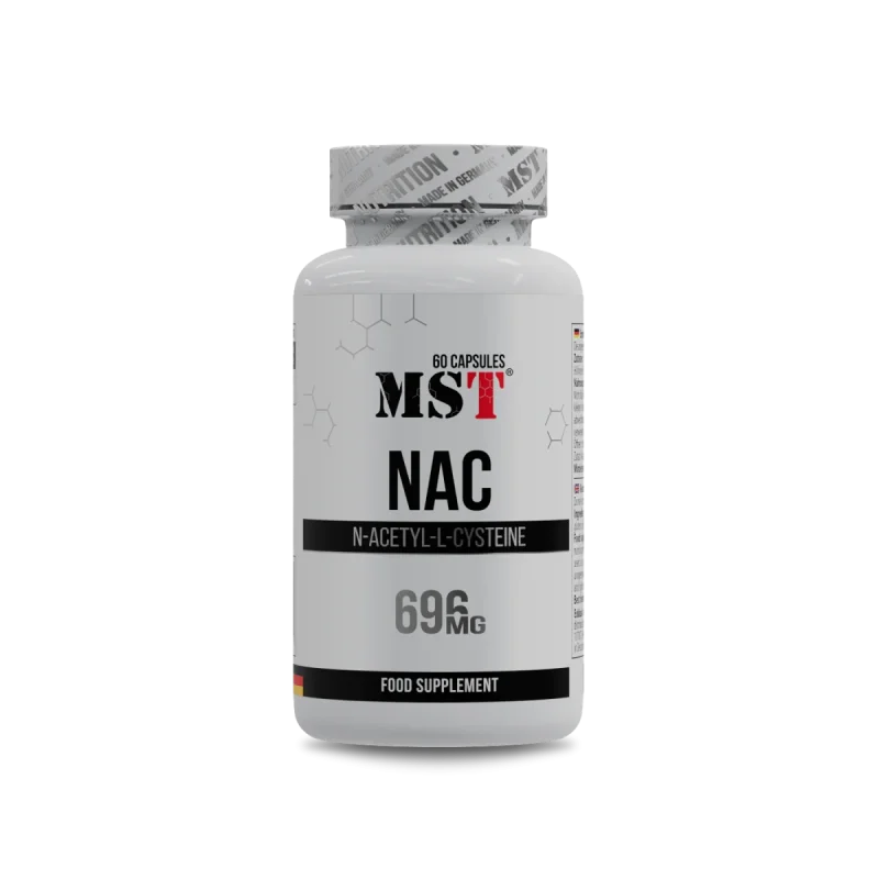 MST NAC N-Acetyl-L-Cysteine 696mg 60 kapslit – antioksüdant ja maksa toetav toidulisand