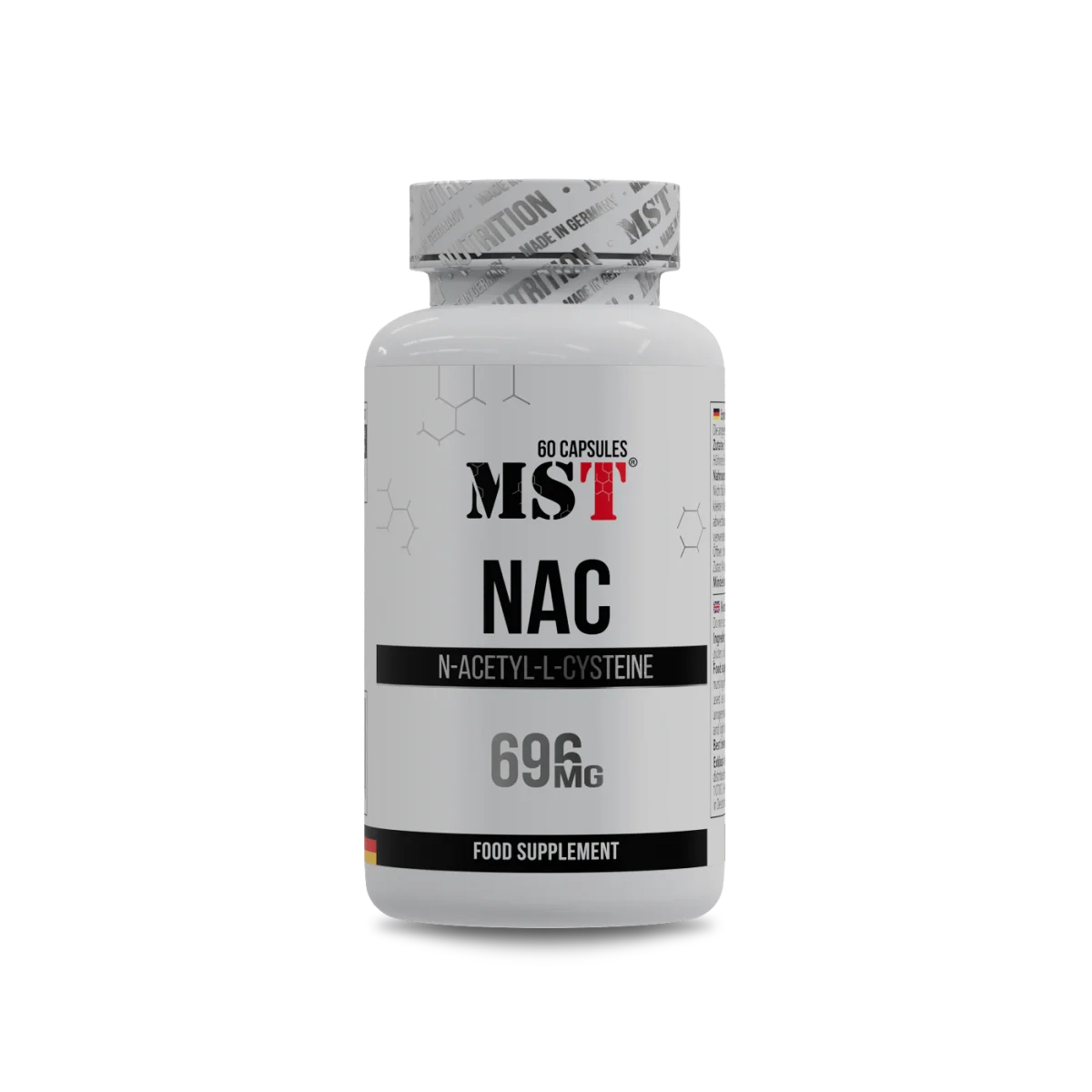 MST NAC N-Acetyl-L-Cysteine 696mg 60 kapslit MST NAC N-Acetyl-L-Cysteine 696mg 60 kapslit – antioksüdant ja maksa toetav toidulisand