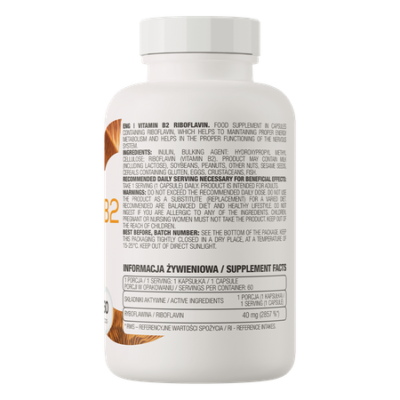 Vitamin B2 Riboflavin 60 capsules
