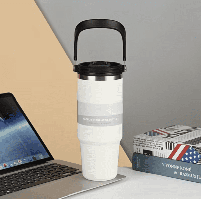 Termoskruus 900 ml Valge ümmarguse sangaga