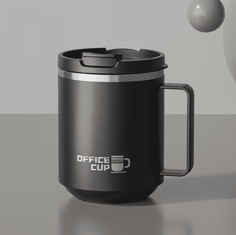 Stiilne roostevabast terasest termostass kaanega kontorisse 500ml must