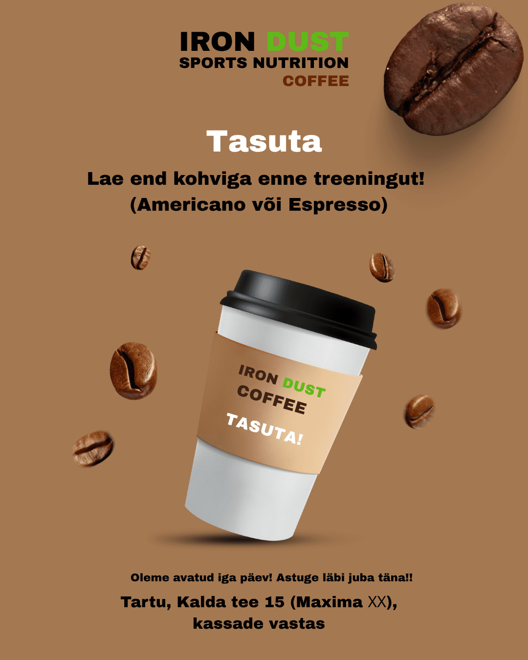 Free coffee for IRON DUST clients before training