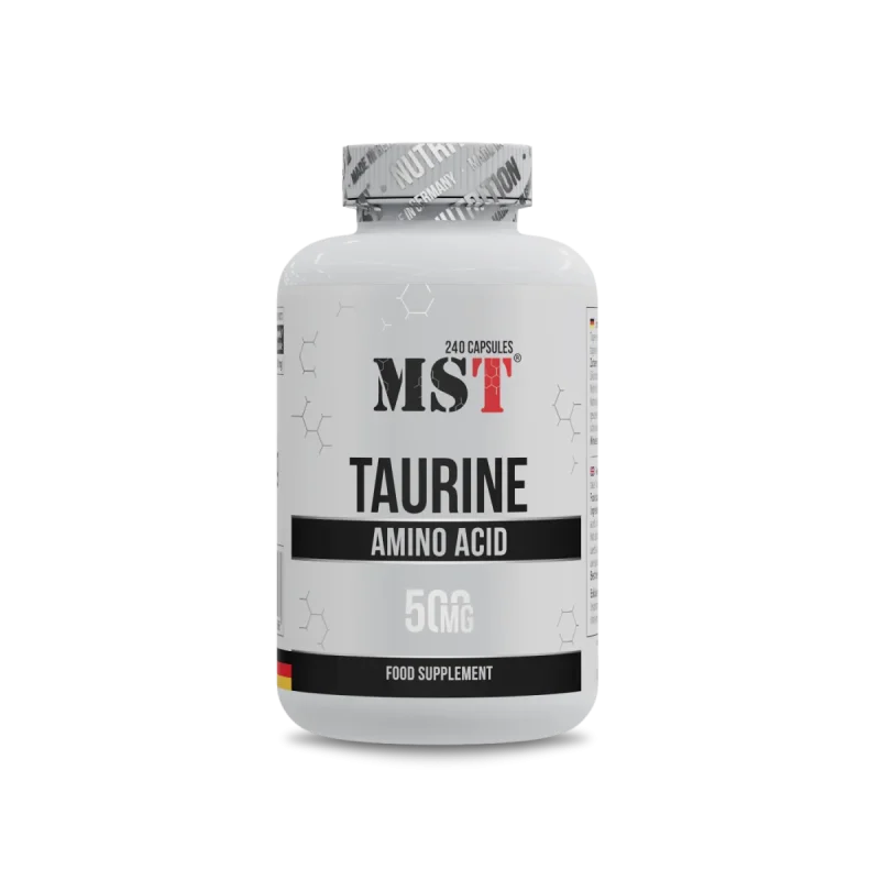 MST Taurine 240 kapsliga toidulisandi pudel valgel taustal, sporditoitumine