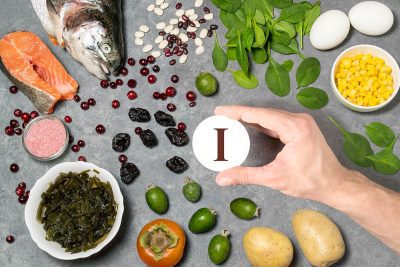 Iodine supplement bottle on a white background, sports nutrition