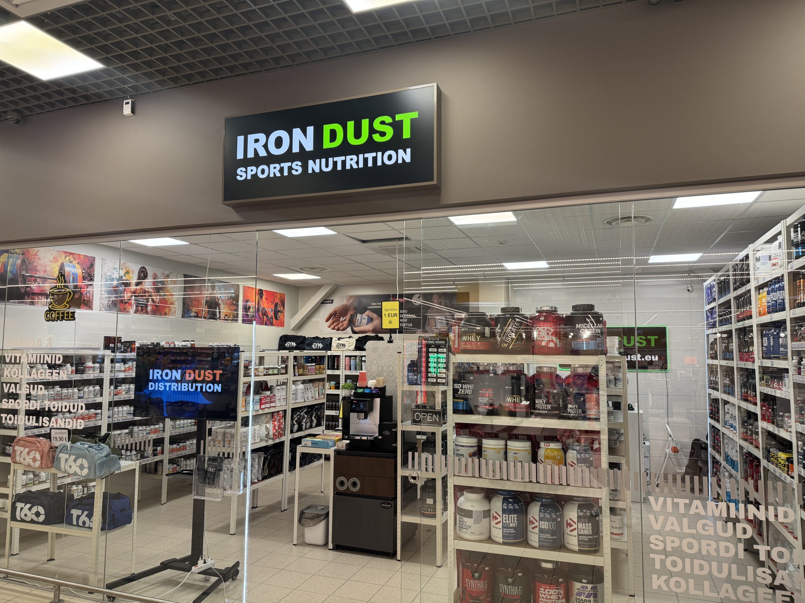 IRON DUST sporditoidu jaemüügi poe välimus Eestis