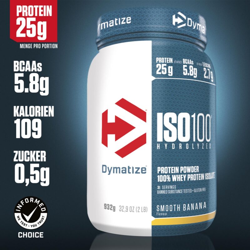 Dymatize ISO 100 Banaan 932g – Vadakuvalgu Isolaat